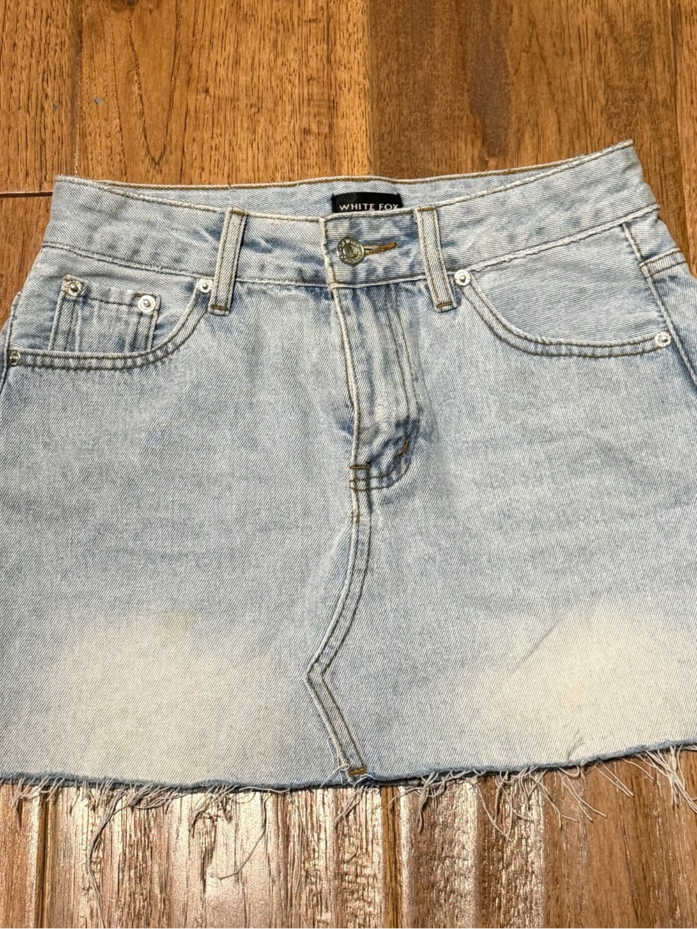 White Fox Light Blue Denim Mini Skirt